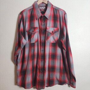 Dixxon Flannel Company Shirt Mens XL Red Gray Black Plaid Anderson Bamboo Blend